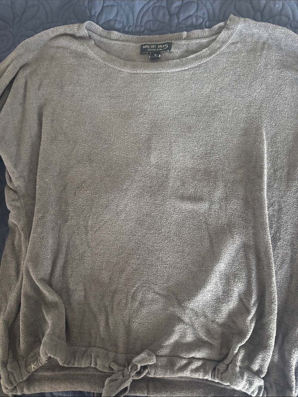 Barefoot Dreams Plush Tie-Hem Pullover - Blue/Gray